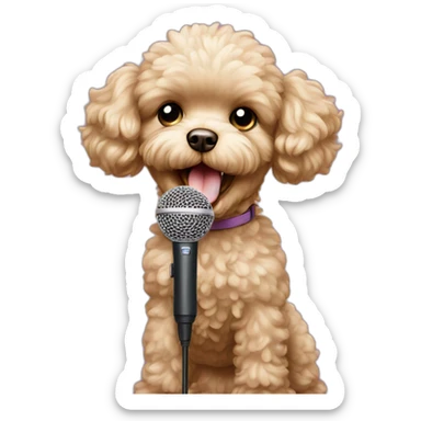 Toy poodle with microphone singing sticker