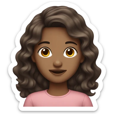 Wavy dark brown hair, mixed skin sticker