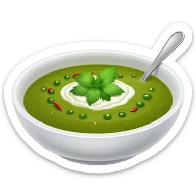 bowl of spicy green chutney with herbs sticker