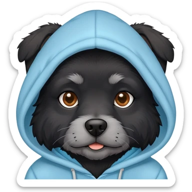 perro negro peludo con polera celeste sticker