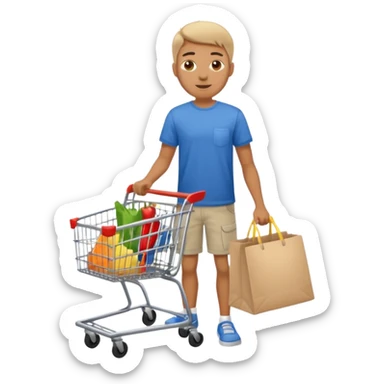 a man with a shopping cart full body sticker