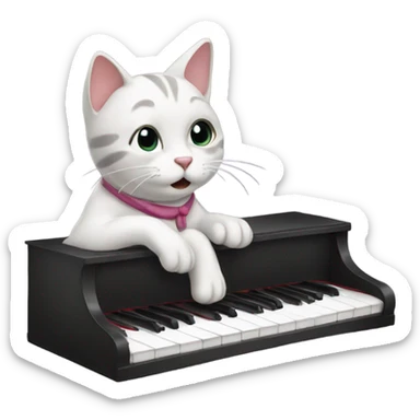 Cat playing piano sticker