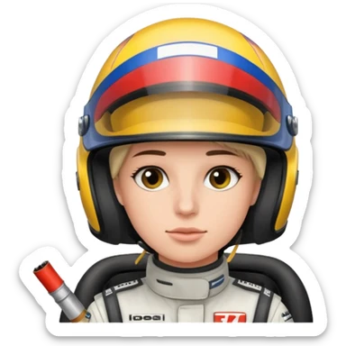 drifting car with tires smoke and a driver with a f1 helmet into the car sticker