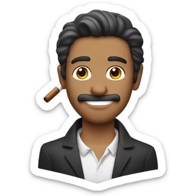 Un chico con el pelo castaño, con una máscara blanca y un cigarro en la boca  sticker