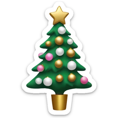 christmas tree with pink and gold and white decorations sticker