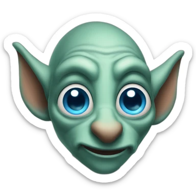 Long nose, cute goblin with blue eyes sticker