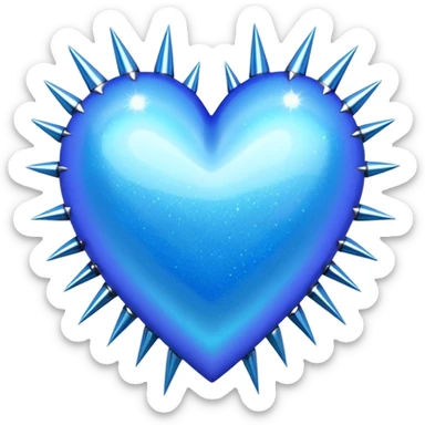 blue glittery heart with chrome spikes sticker