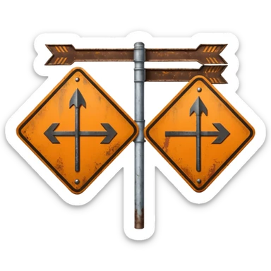 Forked road sign sticker