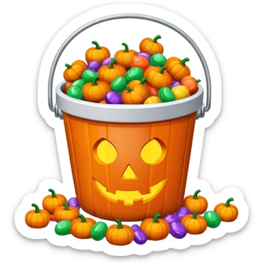 pumpkin bucket filled with Halloween candy sticker