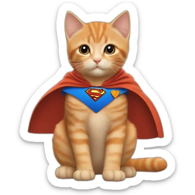 Superman cute kitten, very cute orange cat in superman suit and cape sticker