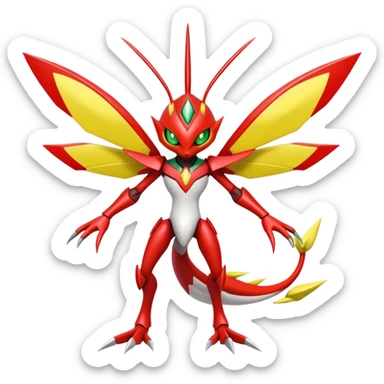 Cute Cool Edgy Shiny Ethereal Legendary Kartana-Digimon-Scizor-hybrid full body sticker
