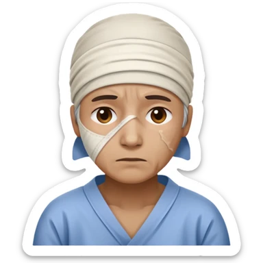 injured hospital patient taking care of himself sticker