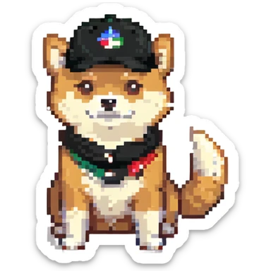 Shiba Inu in a black cap sticker