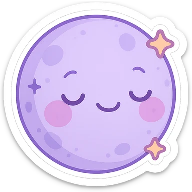 purple chibi sticker, smiling moon, dreamy and sweet, chibi style sticker