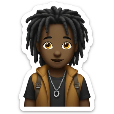 black boy with chain and dreadlocks  sticker