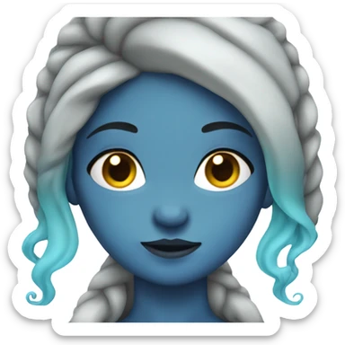 girl siren, blue skin, fins on the head sticker