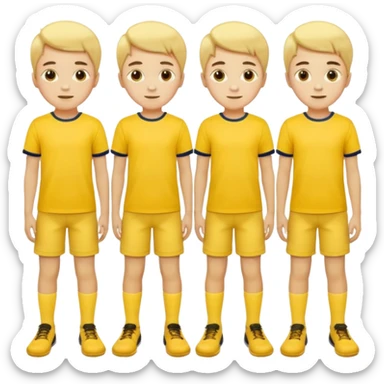 boys play soccer in yellow dress, yellow shrits, yellgow socks sticker