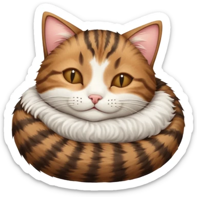 dark brown tabby and white cat sleeping rolled over and upside down sticker
