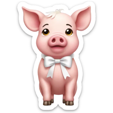 pig with white bow sticker