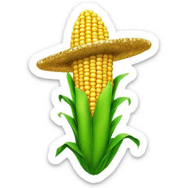 corn stalk with sequin hat sticker