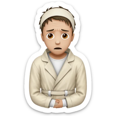 a patient in a psychiatric hospital, in a straitjacket sticker