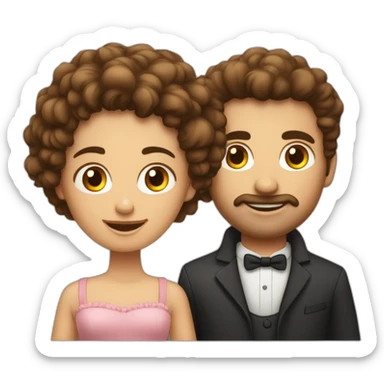 Couple garçon brun et fille cheveux bouclé sticker