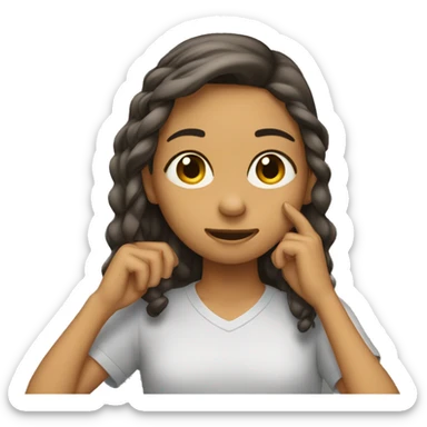 A girl tucking her hair behind her ear  sticker