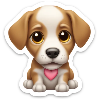 puppy shaped like heart sticker