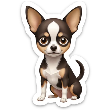 Chihuahua, black, brown, white, tiny, short hair, boy sticker