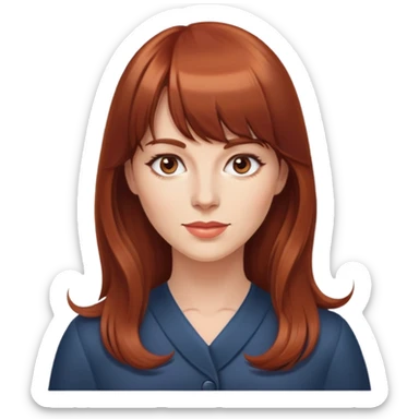mid 30s woman with long reddish-brunette hair with bangs sticker