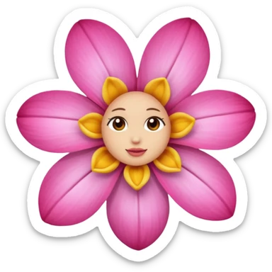a pink flower who is wearing earrings sticker
