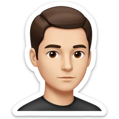 sharp chin lines, hair slicked to the side, sticker