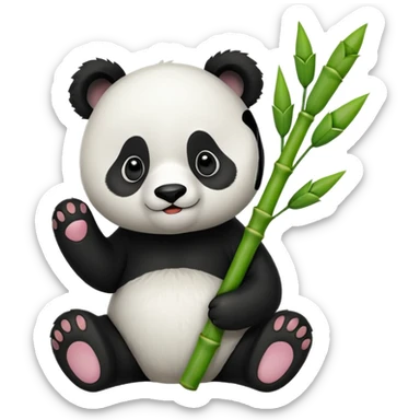 A lovely panda holding a bamboo shoot sticker