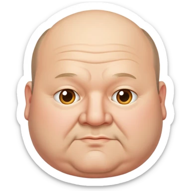 the face of a good-natured fat man with a balding head and two chins sticker