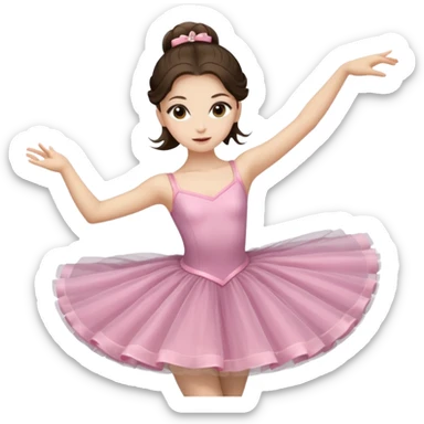 white brunette girl long hair with hazel eyes in a ballet costume dancing  sticker