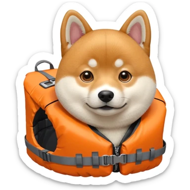 Shiba Jasper with life jacket sticker