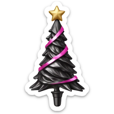 Realistic isolated black and pink metallic christmas tree topper. sticker
