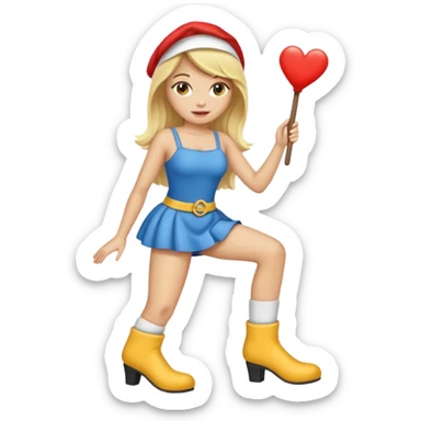Femme blonde dans un déguisement de chaussette géante sticker