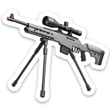 Mini ICBM launching lightweight sniper rifle wire stock, extended mag, assassin, bipod, laser sticker