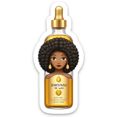 Hair growth oil serum bottle. Label has a black woman with long afro hair. 800/800 sticker