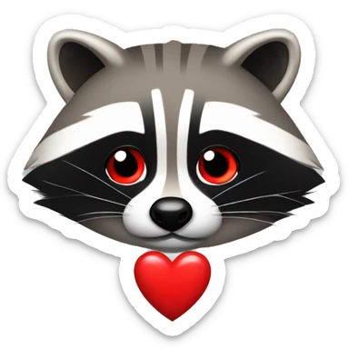 Raccoon Palm with A red heart in the middle sticker