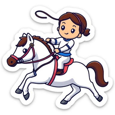 girl riding a horse holding a whip sticker