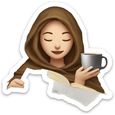 White Girl relaxed reading a book under a blanket with coffee in her hands sticker