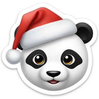 panda face with Christmas hat sticker