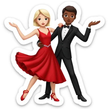 Ballroom dancing with girlred and boyblack  girl bend on his hand sticker