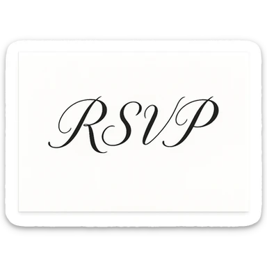 Make the background transparent. Keep the white card with RSVP written in elegant script. sticker