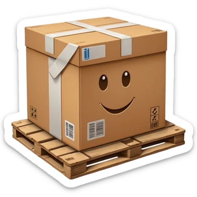 a shipping box on a shipping pallet sticker