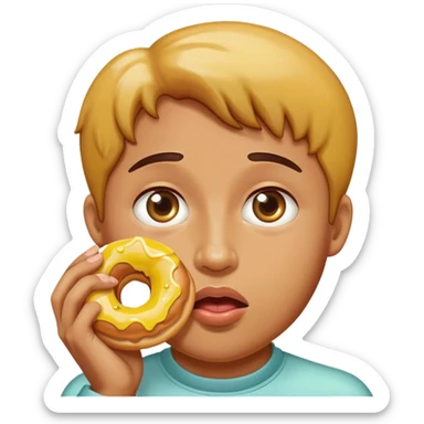 Person drooling over a lemon doughnut sticker