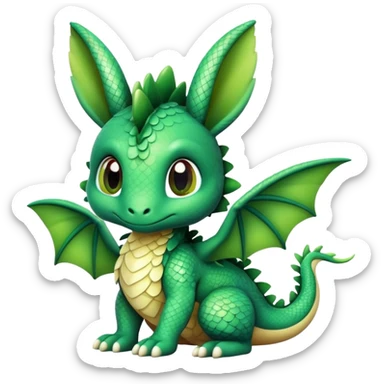 Baby dragon with bunny ears and tiny wings sticker