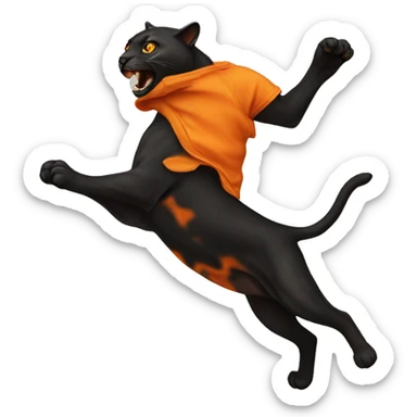 a jumping orange burnt panther sticker